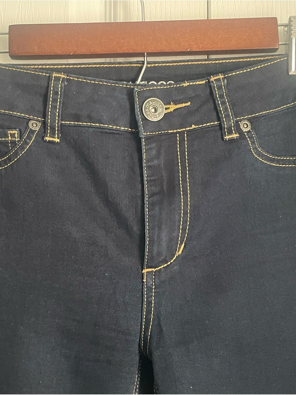 Maurices Dark Blue High Rise Jeggings with Contrast Stitching, XS